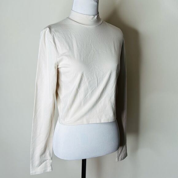 Zara Ecru Mock Neck Long Sleeve Top - Picture 3 of 6